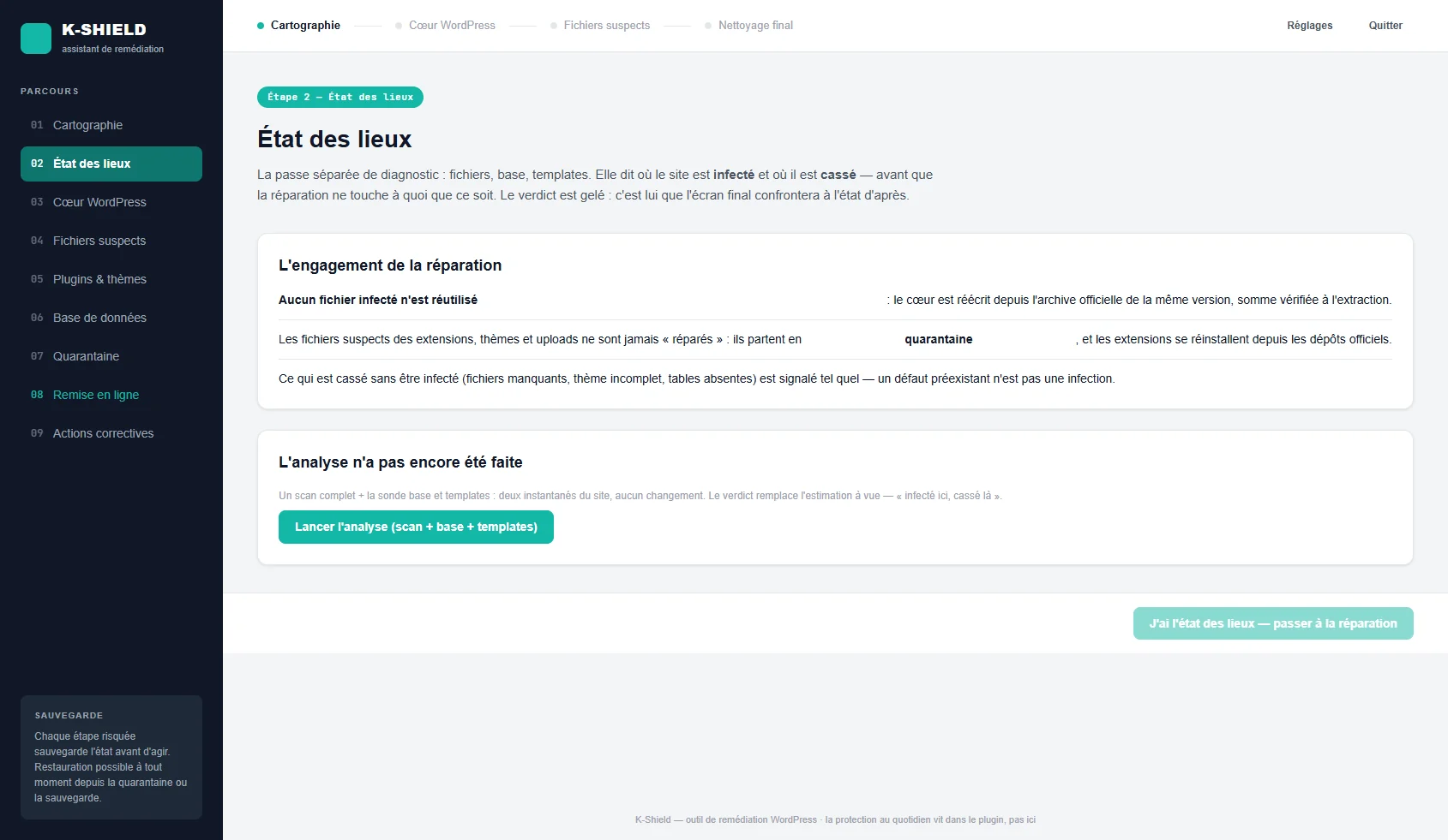 01. Assistant K-Shield : État des lieux (fichiers, base, templates)